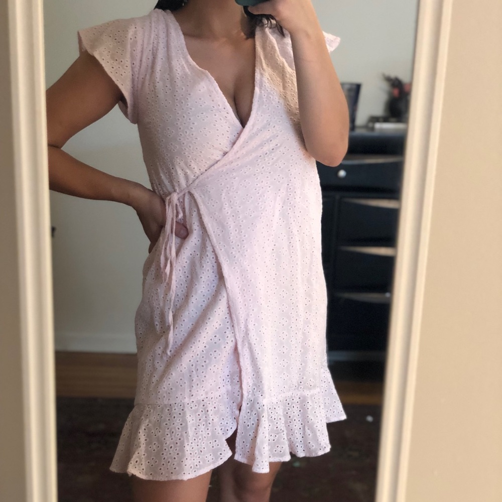 Elegant Pink Wrap Dress
